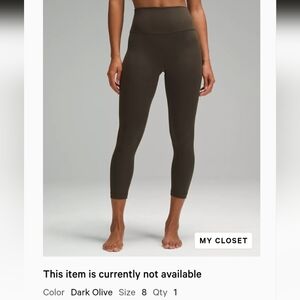 Lululemon Align High Rise Crop 23" Dark Olive High-Rise Leggings